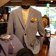 爽やかな夏ジャケット入荷しています。￥41800　ミニチェックのビジネスポロ￥8690はG-stage