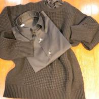 Gstageニット￥19800　イタリー製生地シャツ￥27500は銀座大和屋シャツ店様とのコラボ