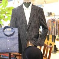 別注のジャケット￥46200　民藝品のような立体的素材を大胆に縫い上げた一着　個性派の貴方に