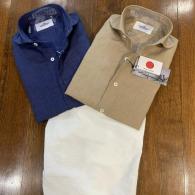 麻100%カッタウェイシャツ¥12000 タイトなシルエットで気分はイタリアン